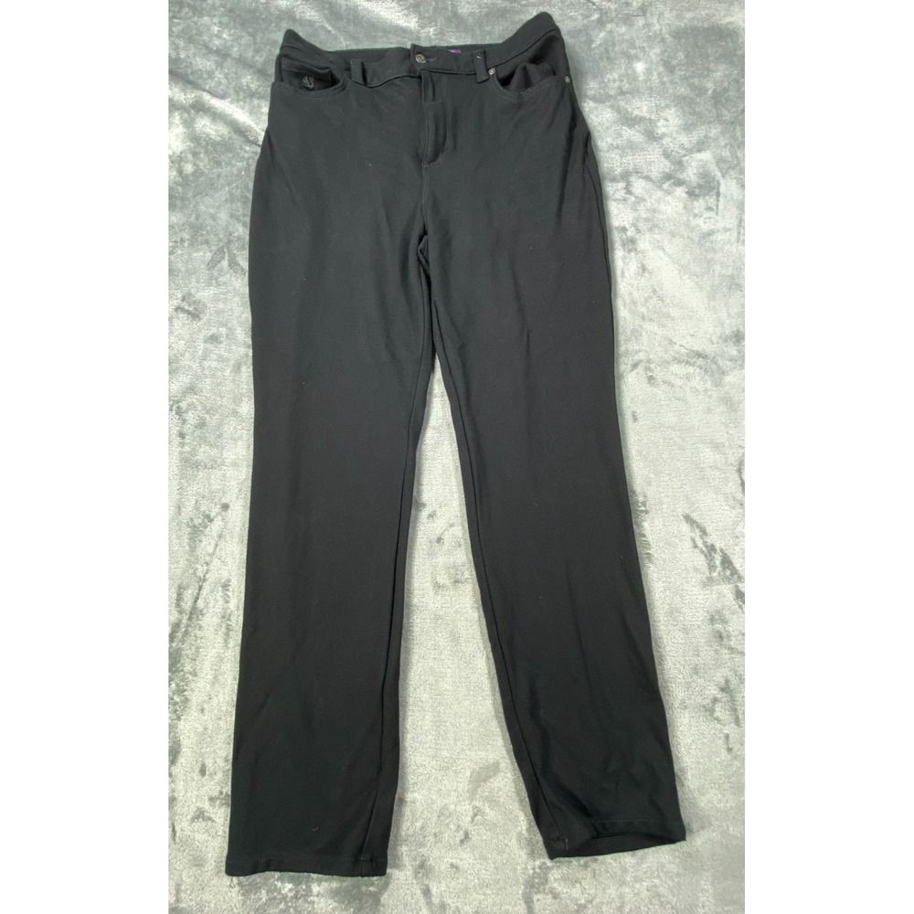 Gloria Vanderbilt Pants Womens 12 Black Stretch Ponte High Rise Straight Minimal